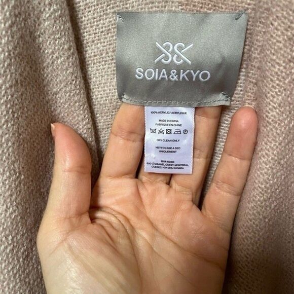 SOIA & KYO Mirel Woven Scarfigan with Fringe in Pink and Cream One Size NWOT - Picture 11 of 14